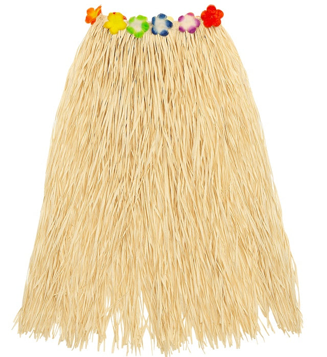Straw Hula Skirt With Flower Belt 80 Cm - Adjustable Size