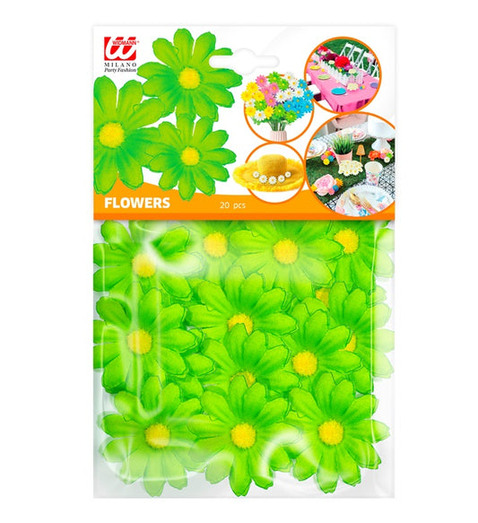 Set Of 20 Decorative Green Flowers
