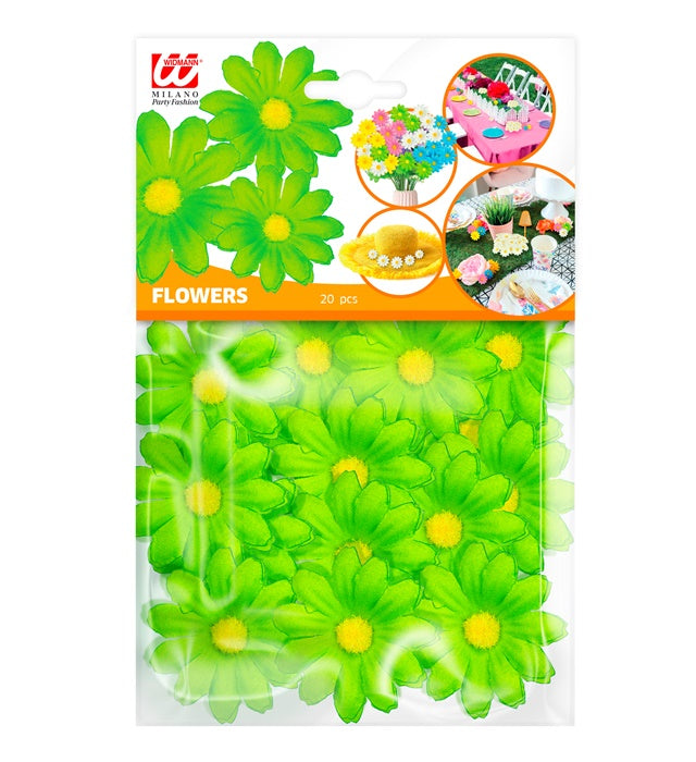 Set Of 20 Decorative Green Flowers