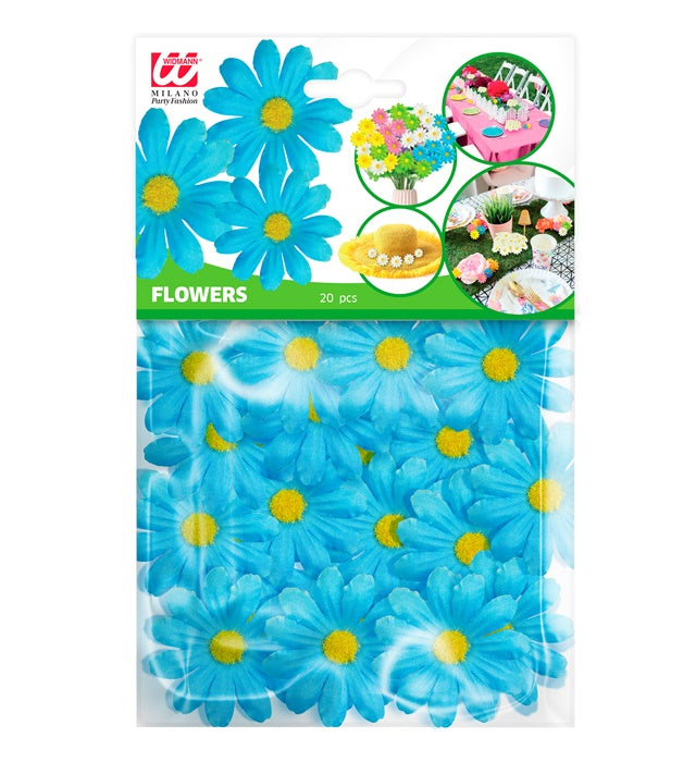 Set Of 20 Decorative Azure Flowers