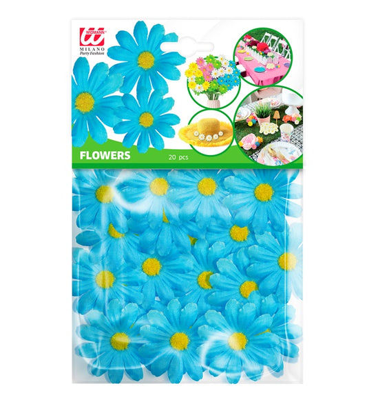 Set Of 20 Decorative Azure Flowers