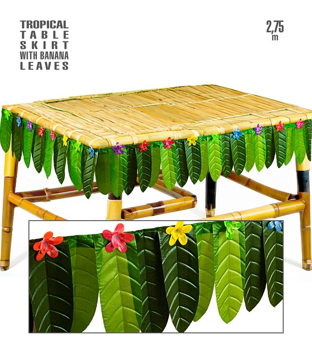 Tropical Table Skirt With Banana Leaves 2,75 M