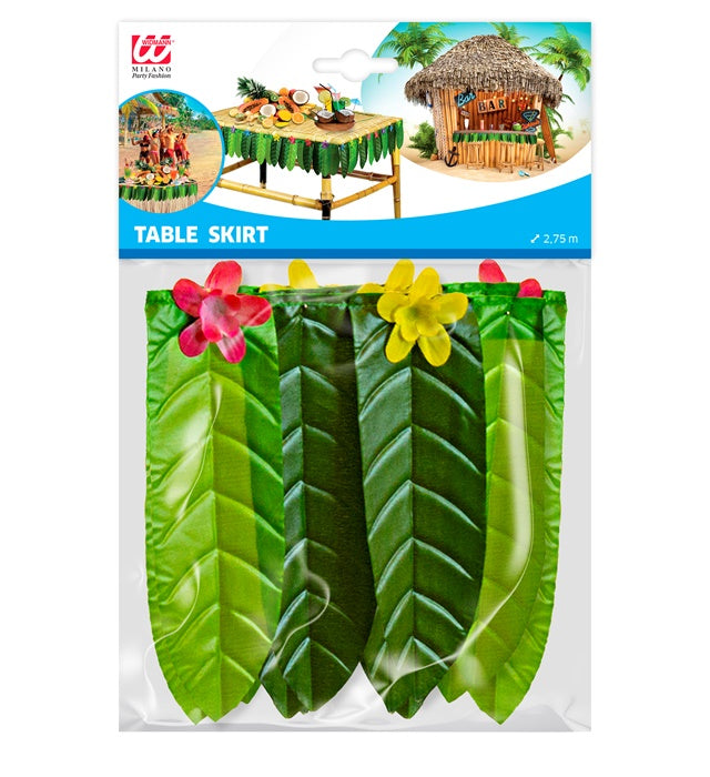 Tropical Table Skirt With Banana Leaves 2,75 M