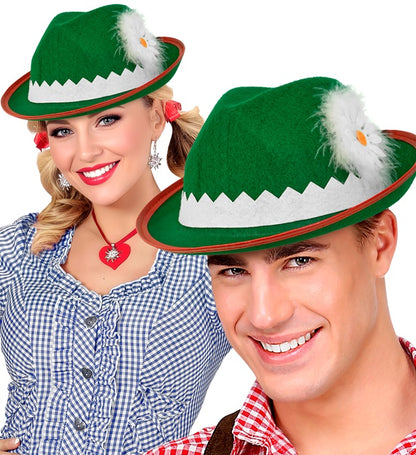 Tyrolean Hat With Edelweiss & Feathers Felt