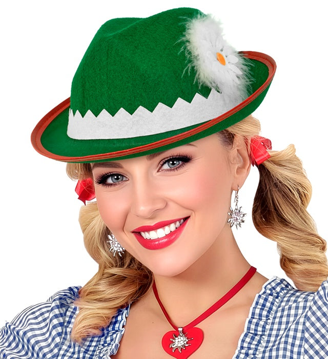 Tyrolean Hat With Edelweiss & Feathers Felt