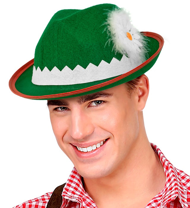 Tyrolean Hat With Edelweiss & Feathers Felt