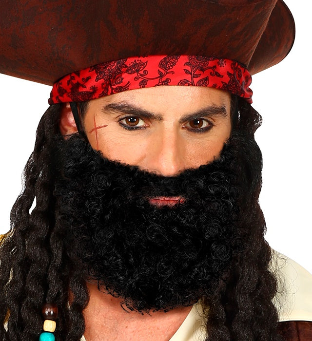 Black Curly Beard With Moustache