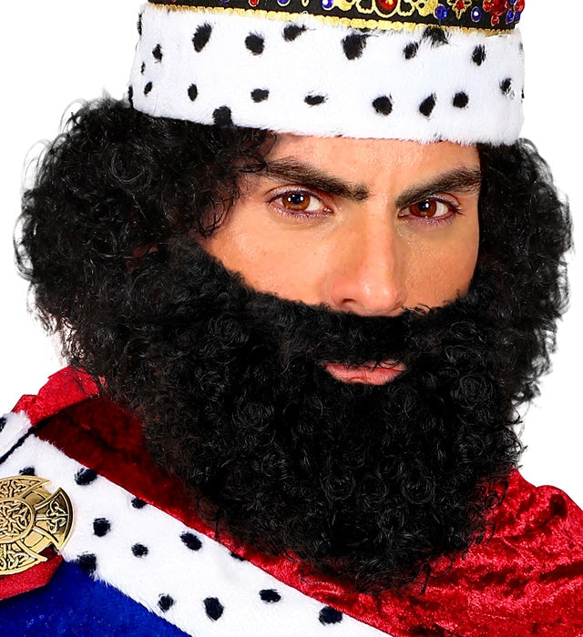 Black Curly Beard With Moustache