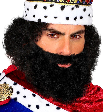 Black Curly Beard With Moustache