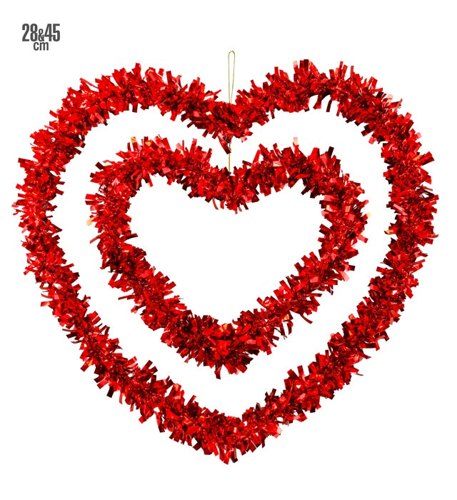 Set Of 2 Tinsel Hearts 28 & 45 Cm