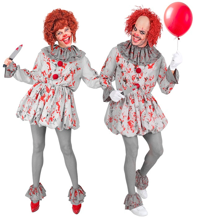 Vintage Horror Clown  Dress, Ruff, Shoe Covers 