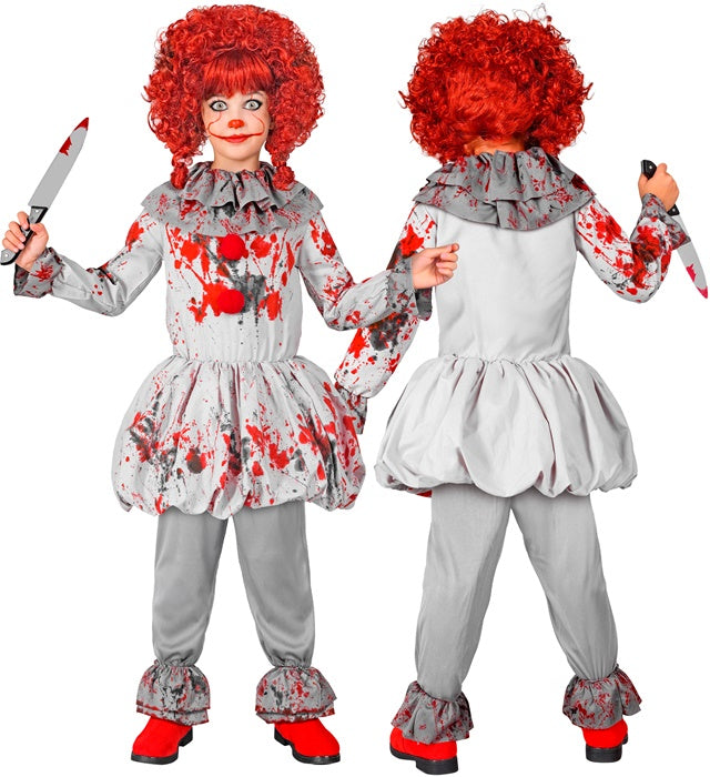 Vintage Horror Clown  Dress, Ruff, Shoe Covers 
