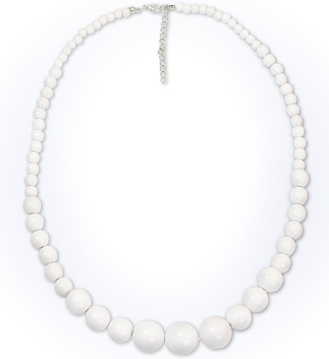 70S Beaded Necklace White