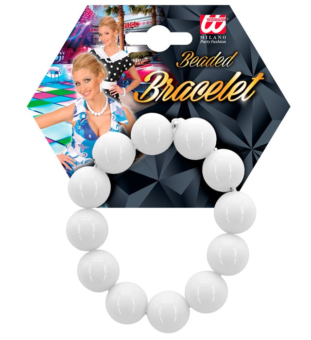 70S Beaded Bracelet White