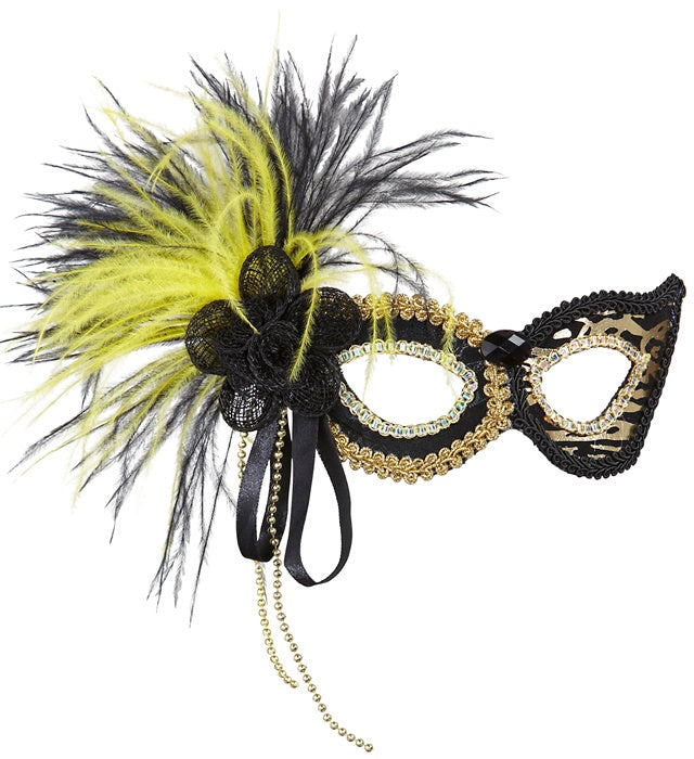 Tiger Eyemasks With Gem, Sequin Rose & Feathers