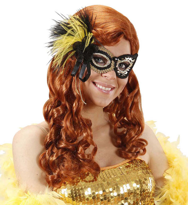 Tiger Eyemasks With Gem, Sequin Rose & Feathers