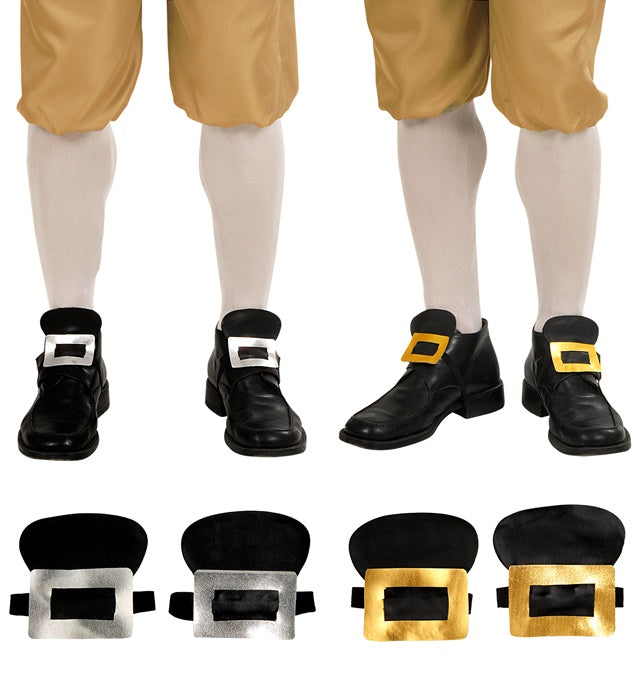 Shoe Buckles Leatherlook - 2 Colors Ass.: 8 Gold & 4 Silver