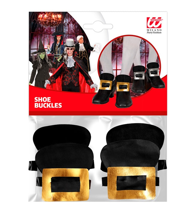 Shoe Buckles Leatherlook - 2 Colors Ass.: 8 Gold & 4 Silver