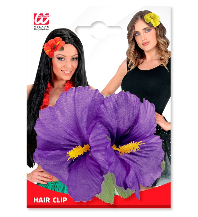 2 Hibiscus Flowers Hair Clip 6 Colors Ass.