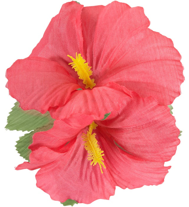 2 Pink Hibiscus Flowers Hair Clip