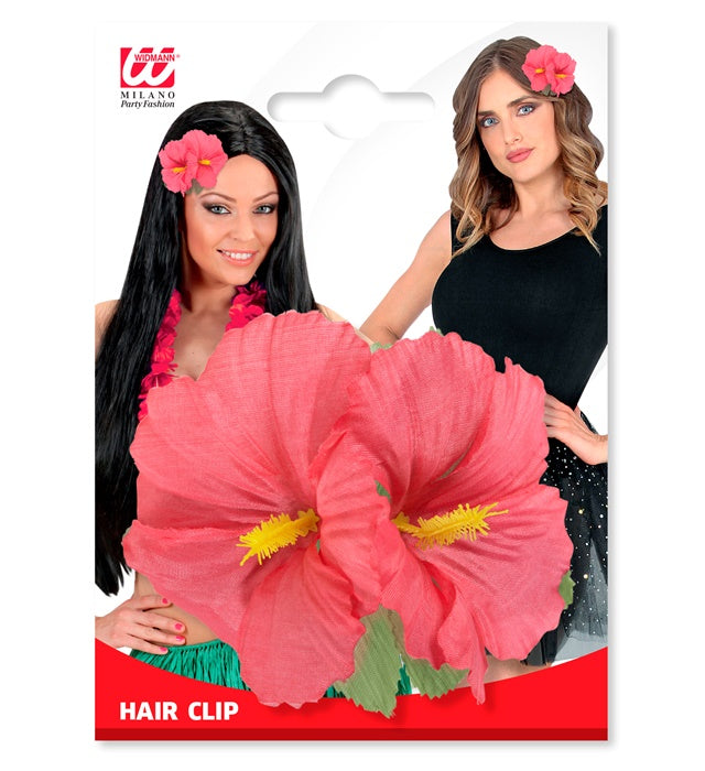 2 Pink Hibiscus Flowers Hair Clip