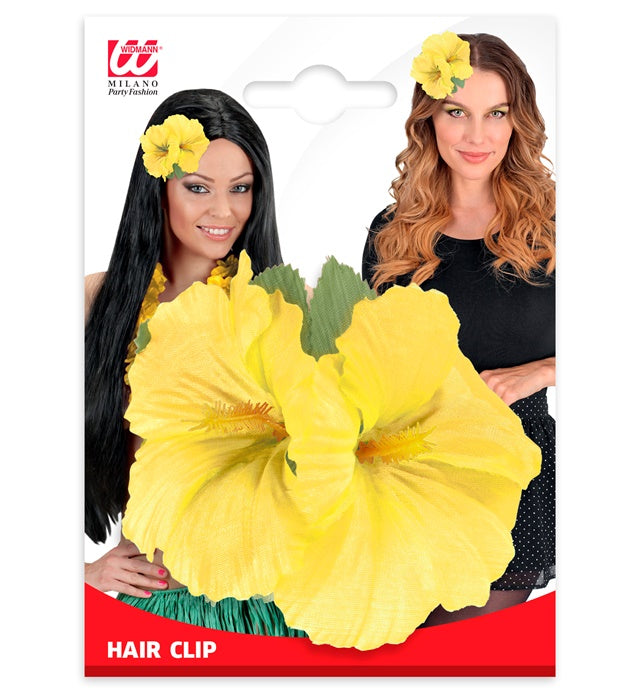 2 Yellow Hibiscus Flowers Hair Clip