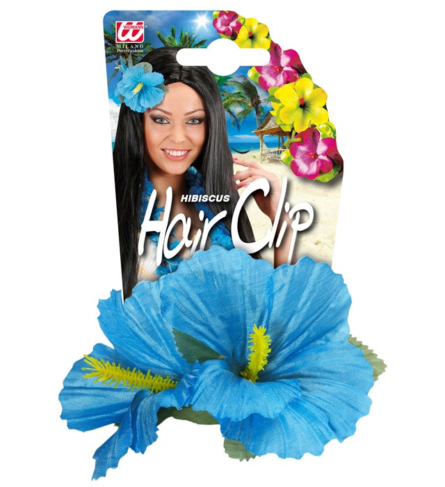 2 Light Blue Hibiscus Flowers Hair Clip
