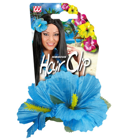 2 Light Blue Hibiscus Flowers Hair Clip