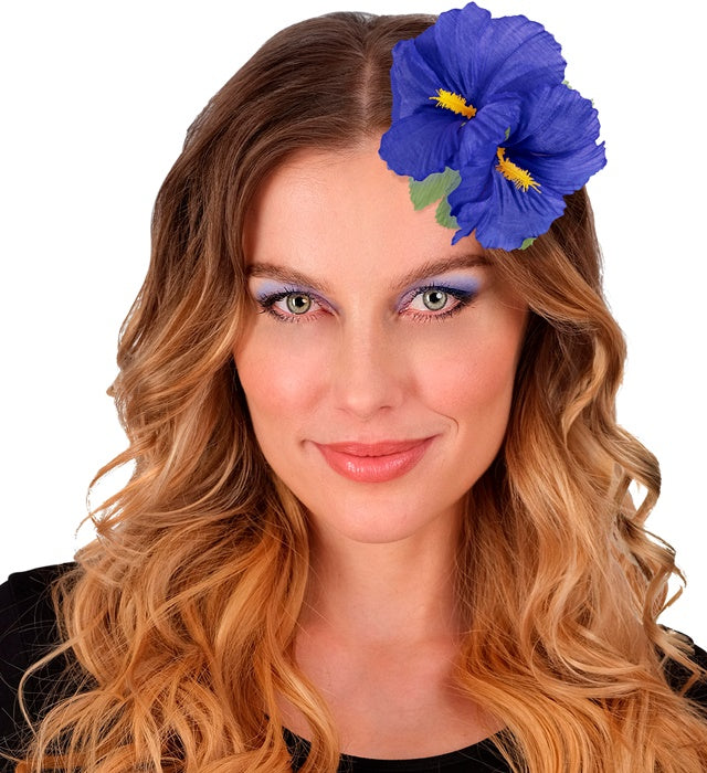 2 Blue Hibiscus Flowers Hair Clip