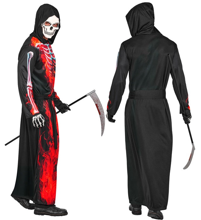 Burning Grim Reaper  Hooded Robe, Mask, Belt 