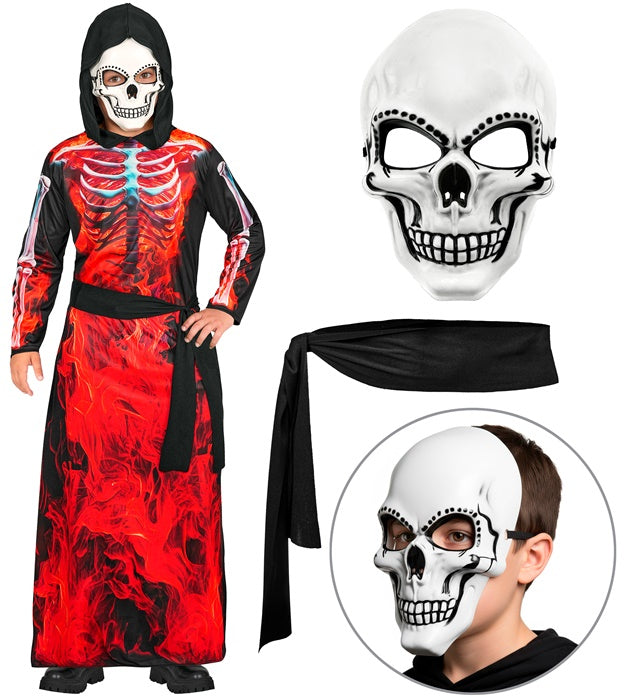 Burning Grim Reaper  Hooded Robe, Mask, Belt 