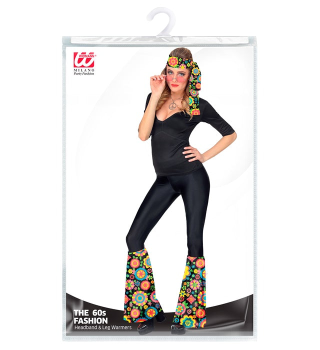 The 60S Fashion - Colorful Flowers  Headband &amp; Leg Warmers 