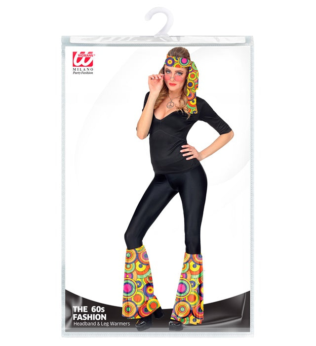 The 70S Groovy Style - Yellow Circles  Headband &amp; Leg Warmers 
