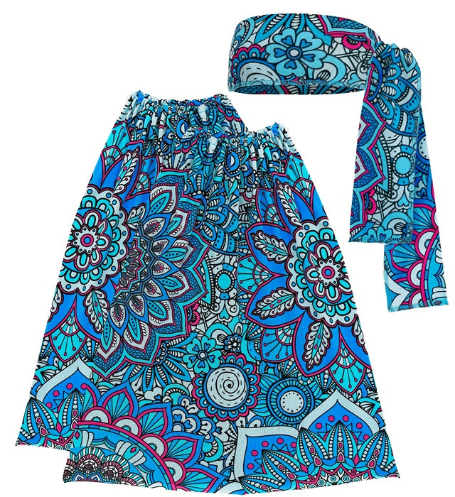 The 60S Fashion - Blue Mandala  Headband & Leg Warmers 