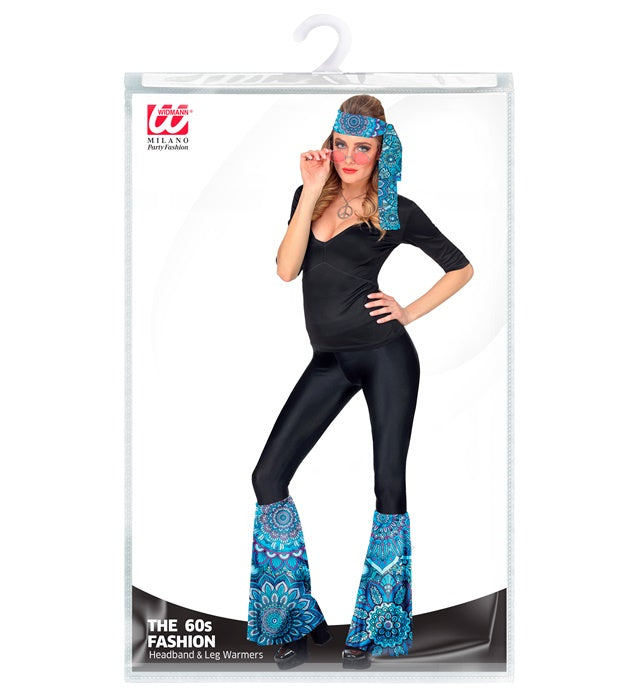The 60S Fashion - Blue Mandala  Headband & Leg Warmers 