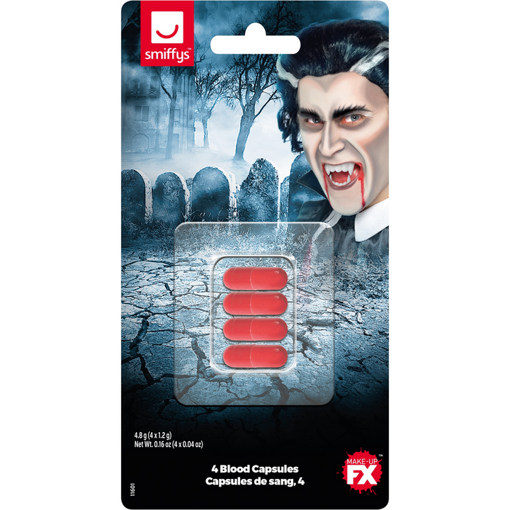Fake Blood Capsules Makeup FX Red Pack of 4 1