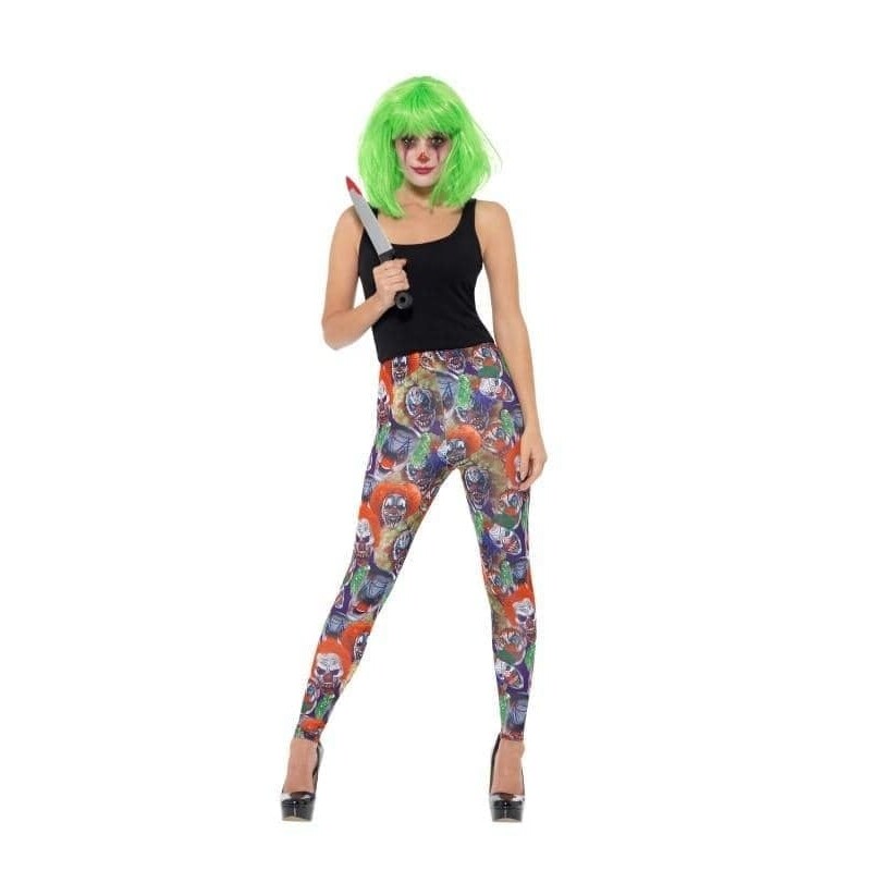 Creepy Clown Adult Multi Coloured Leggings Halloween Costume Accessory 1