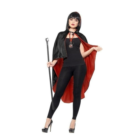 Vampire Kit with Reversible Cape Adult Black Red Cane Medallion 1