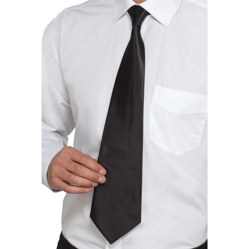 Deluxe Black Gangster Tie Costume Accessory 1