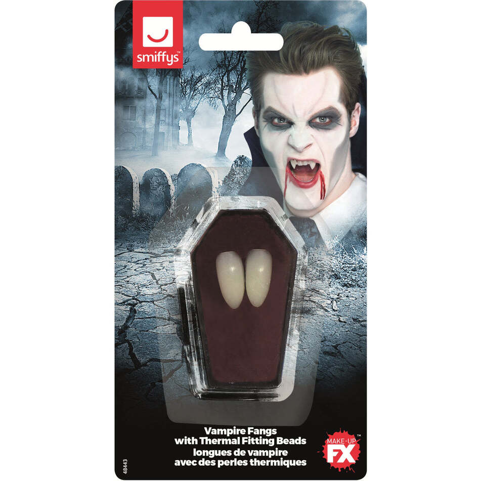 Vampire Fangs White with Thermal Fitting Beads FX Make Up 1