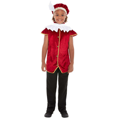 Childs Tudor Kit Red Waistcoat Hat and Neck Ruffle 1