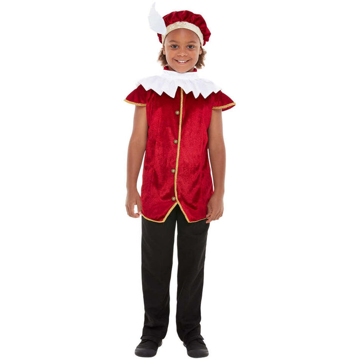 Childs Tudor Kit Red Waistcoat Hat and Neck Ruffle 1