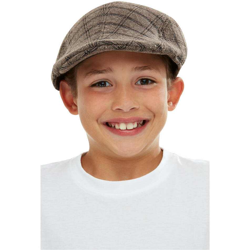 Flat Cap Brown and Black Print Pattern Kids Costume Accessory 1