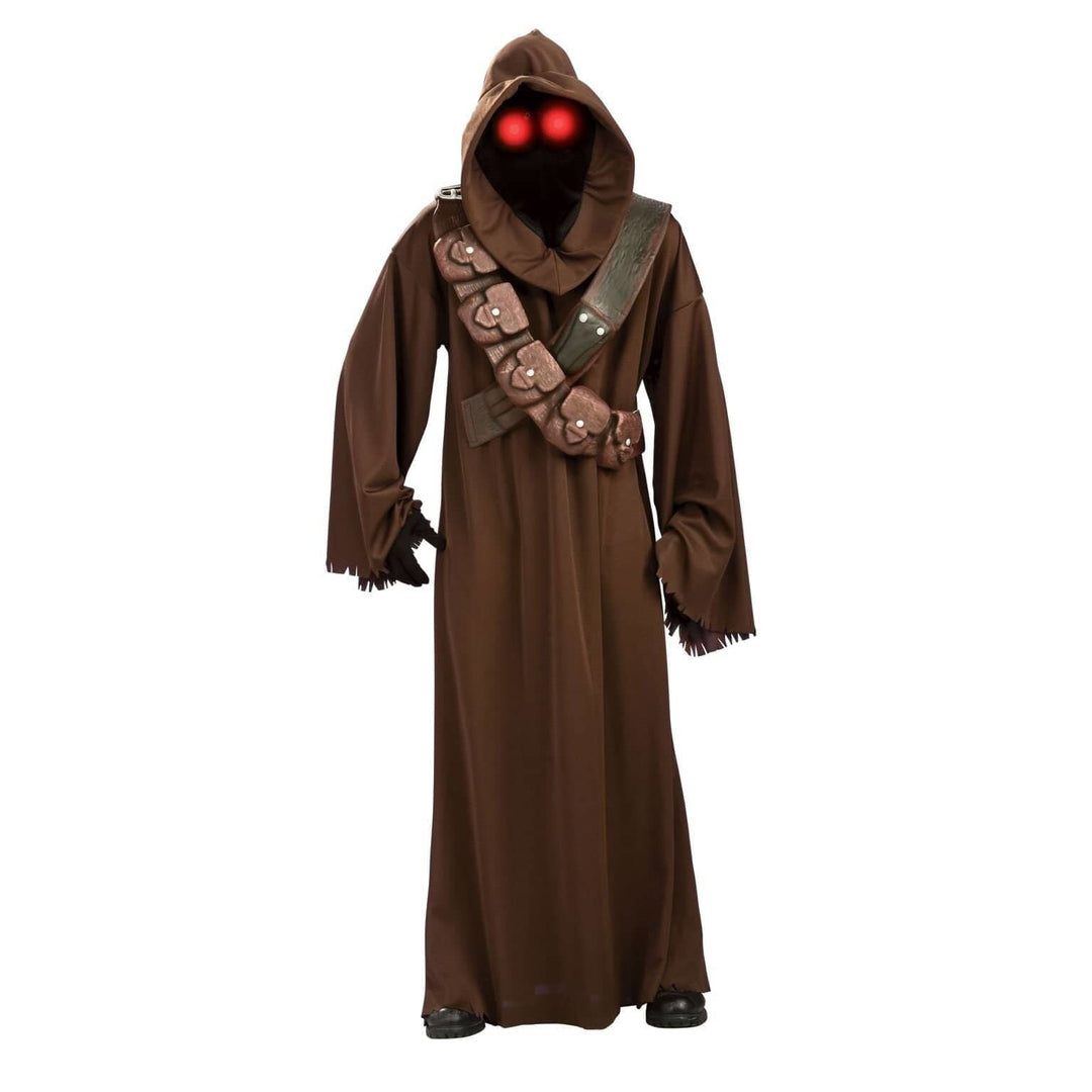Jawa Costume Hooded Brown Robe Light Up Eyes Star Wars Adult 1