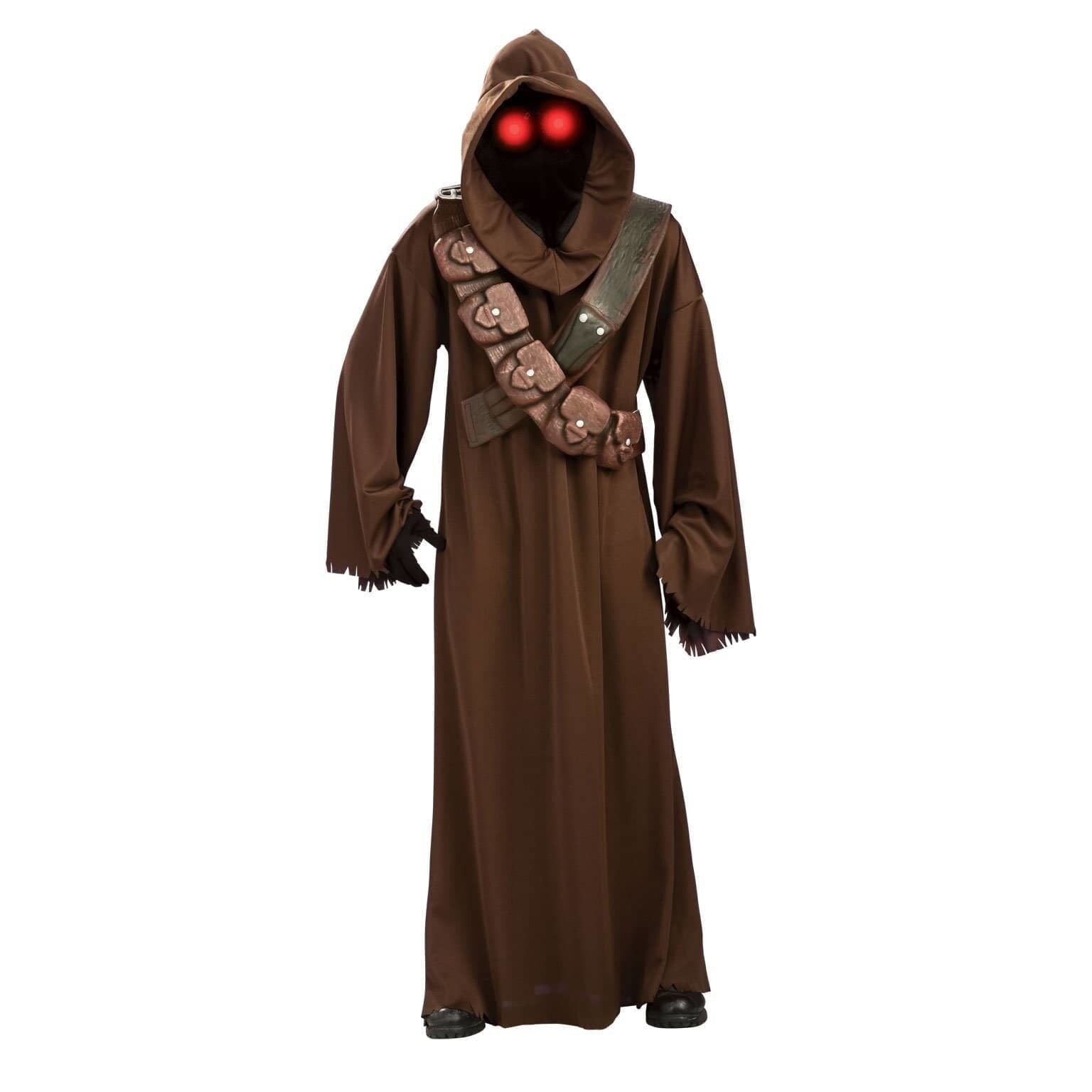 Jawa Costume Hooded Brown Robe Light Up Eyes Star Wars Adult 1