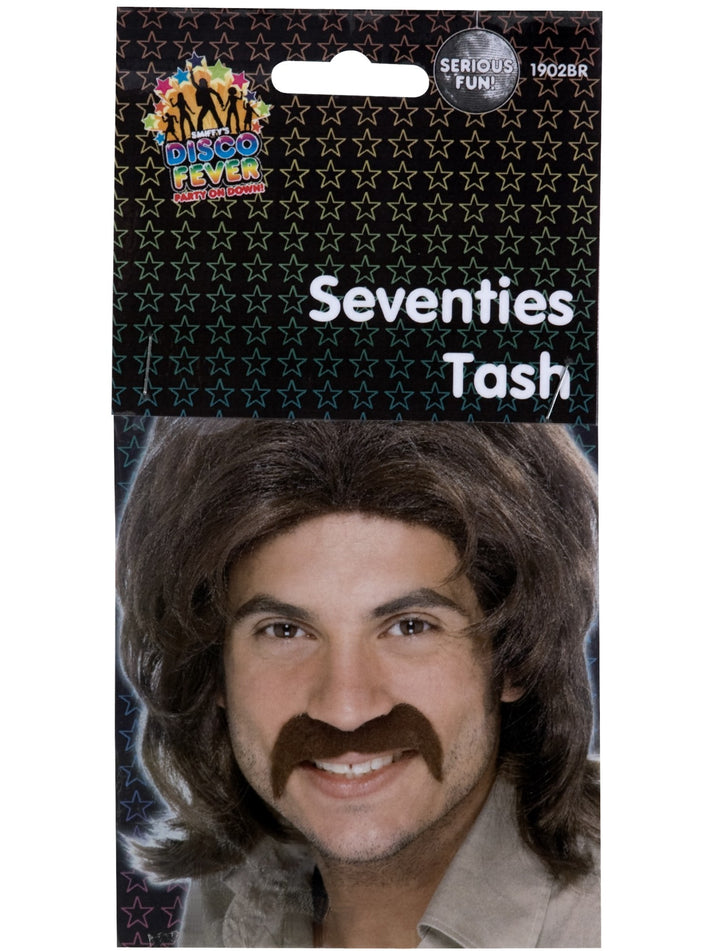 Seventies Tash Brown Self Adhesive Adult Costume Accessory
