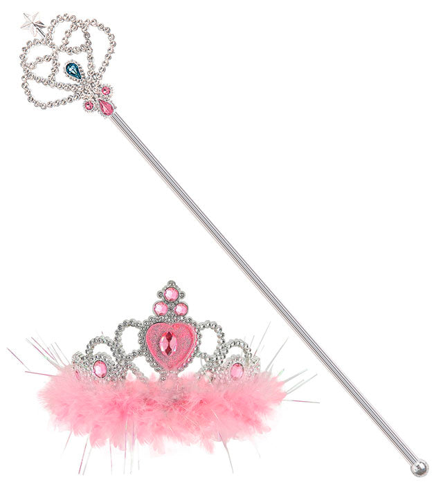Tiara With Marabou & Magic Wand Pink