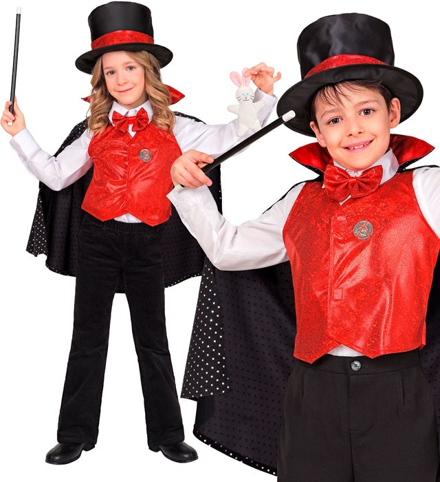 Magician  Vest, Bow Tie, Cape, Hat With Hidden Compartment, Magic Wand, Coin, Rabbit 
