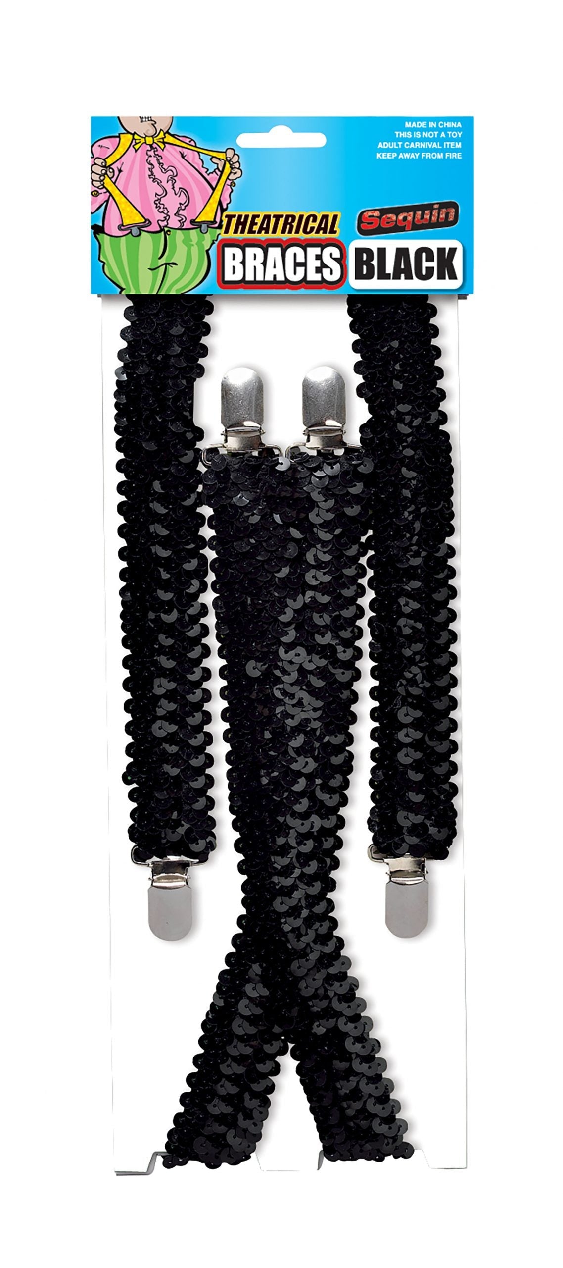 1920s Black Sequin Braces Costume Accessory BA1025 1