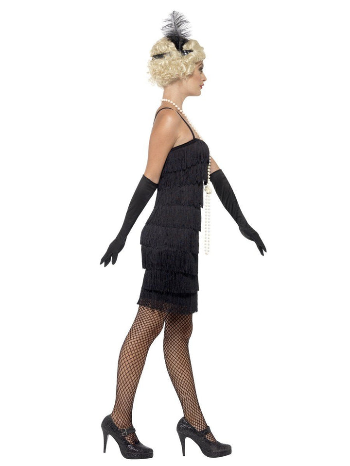 1920s Flapper Delighted Girl Costume Adult Black Short Cocktail Dress_3